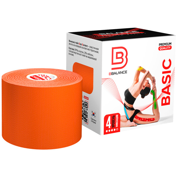 Кинезио тейп Bio Balance Tape Premium Quality 5см х 5м оранжевый