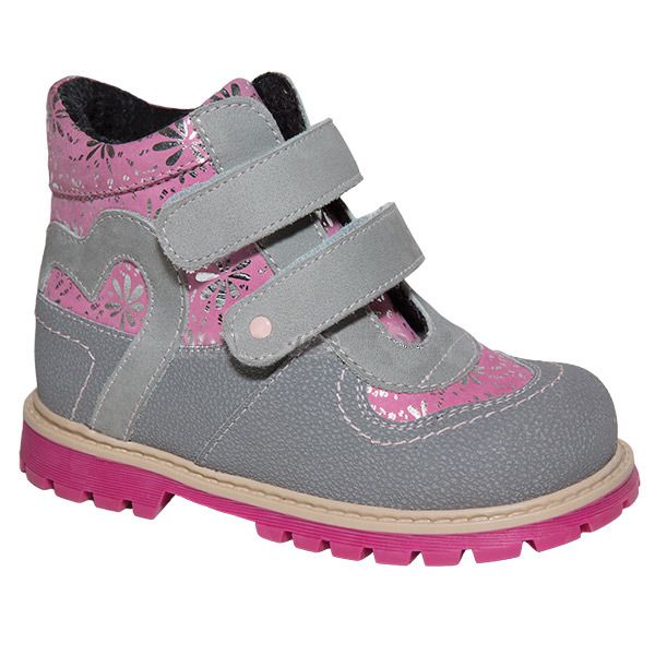 Ботинки ортопедические Твики утепленные для девочек TW-322 серо-розовые.